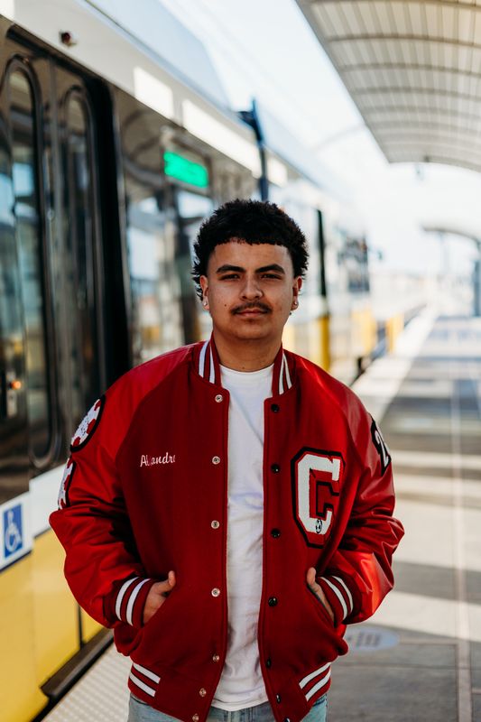 Senior on the station platform