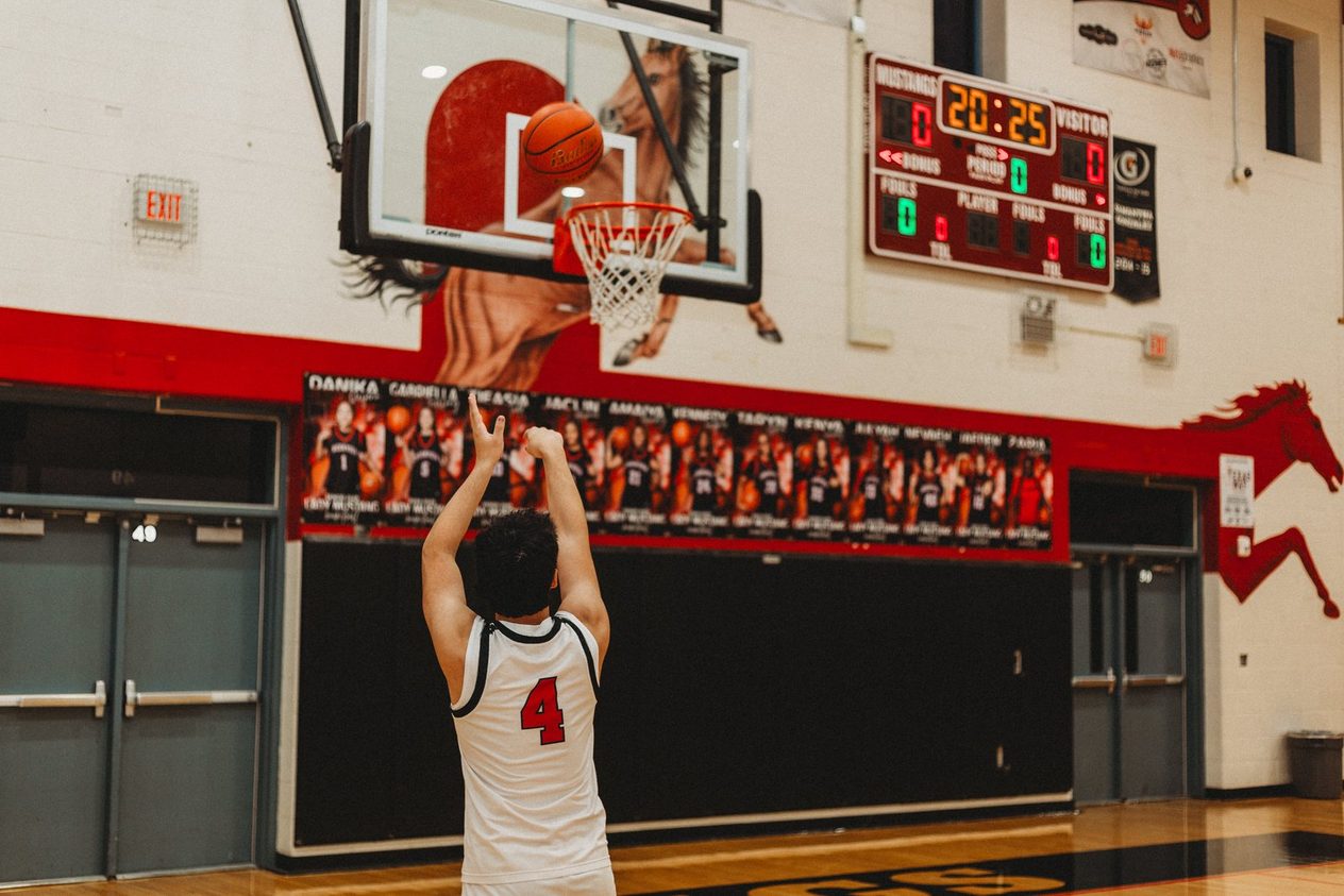 Senior taking a shot in the gym